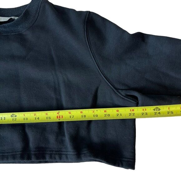 7115 By Szeki Cropped Sweater Women's Black Medium Cotton Artful Elevated Basic - Picture 7 of 12